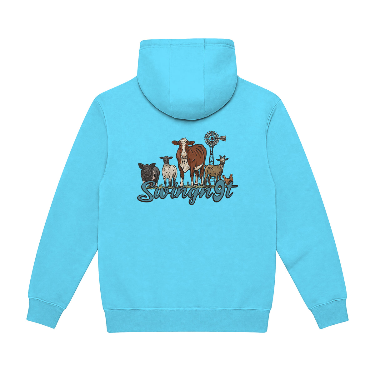 Livestock Hoodie / Ocean Blue / back on white