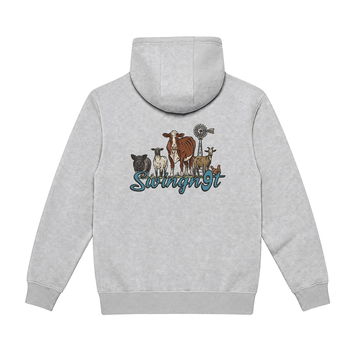 Livestock Hoodie / Heather Grey / back on white