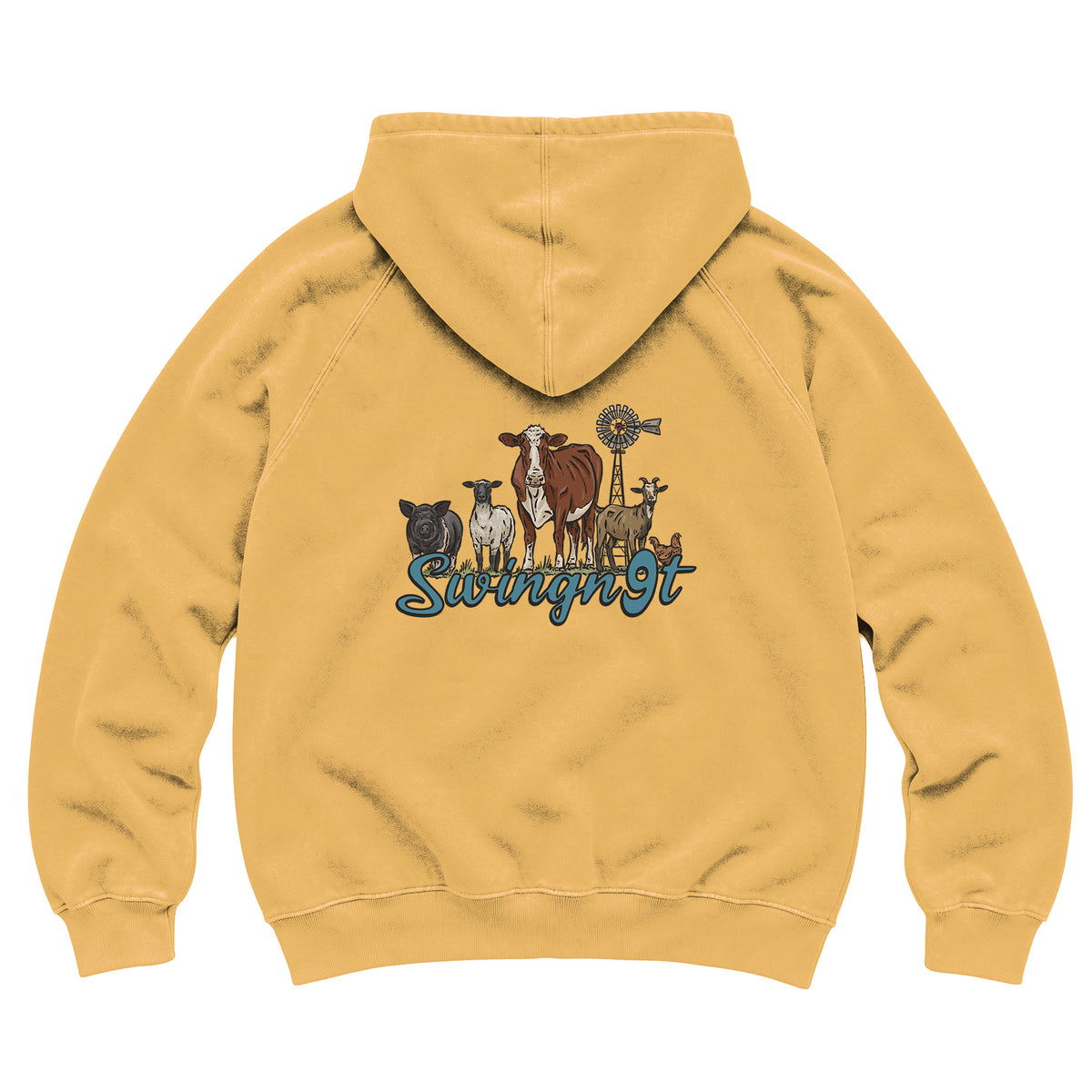 Livestock Hoodie / Vintage Mustard / back on white