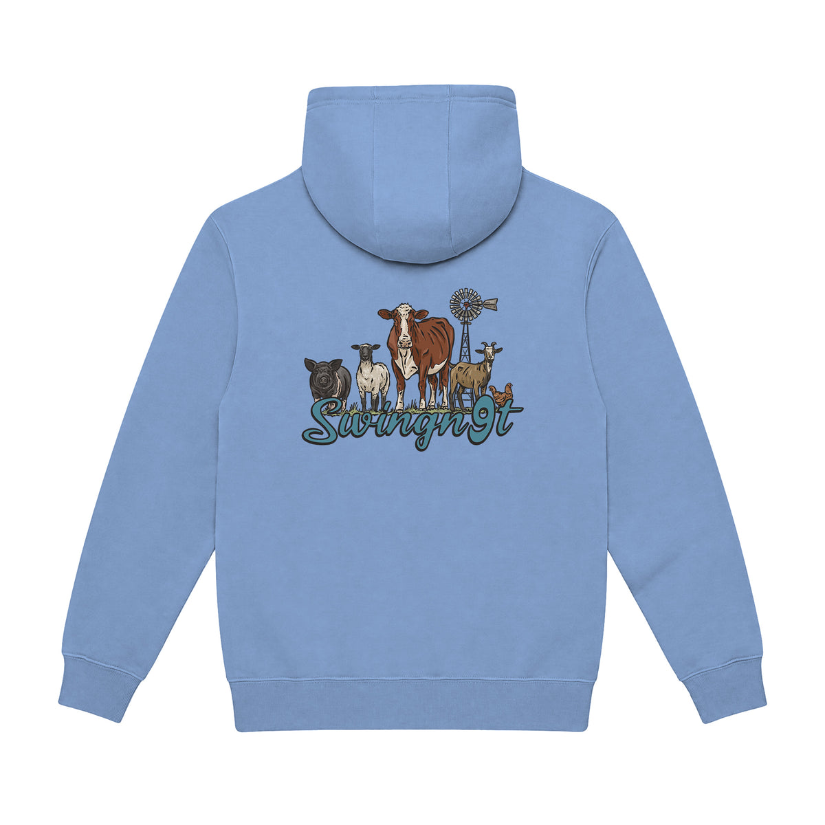 Livestock Hoodie / Colony Blue / back on white