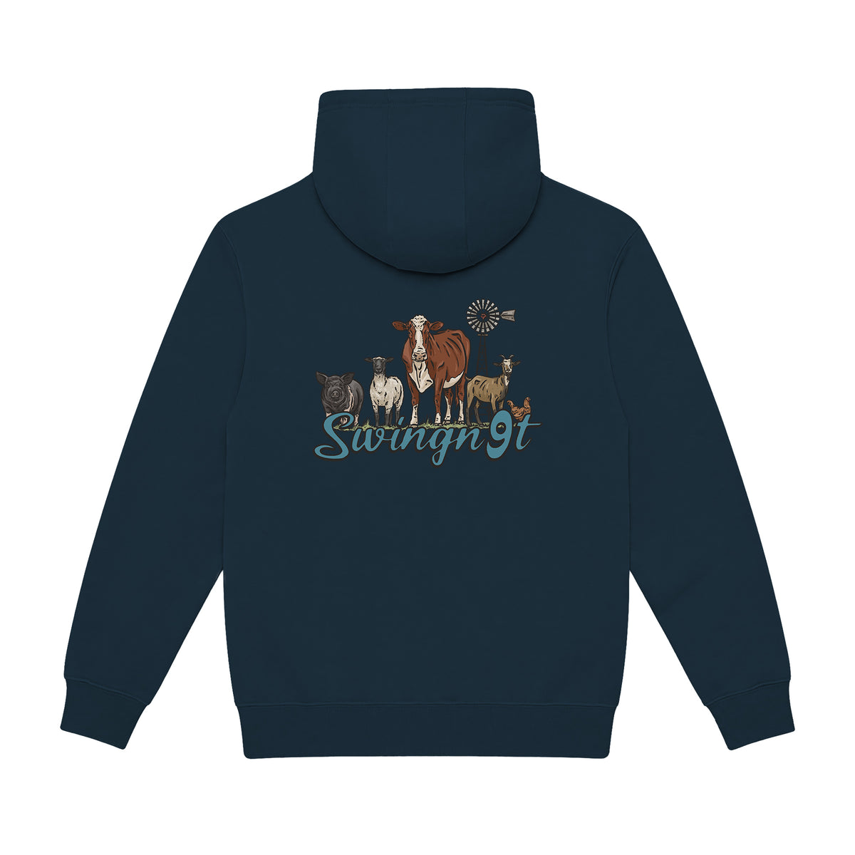 Livestock Hoodie / Navy / back on white