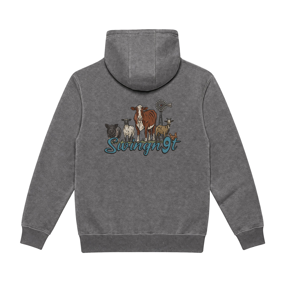 Livestock Hoodie / Charcoal Heather / back on white