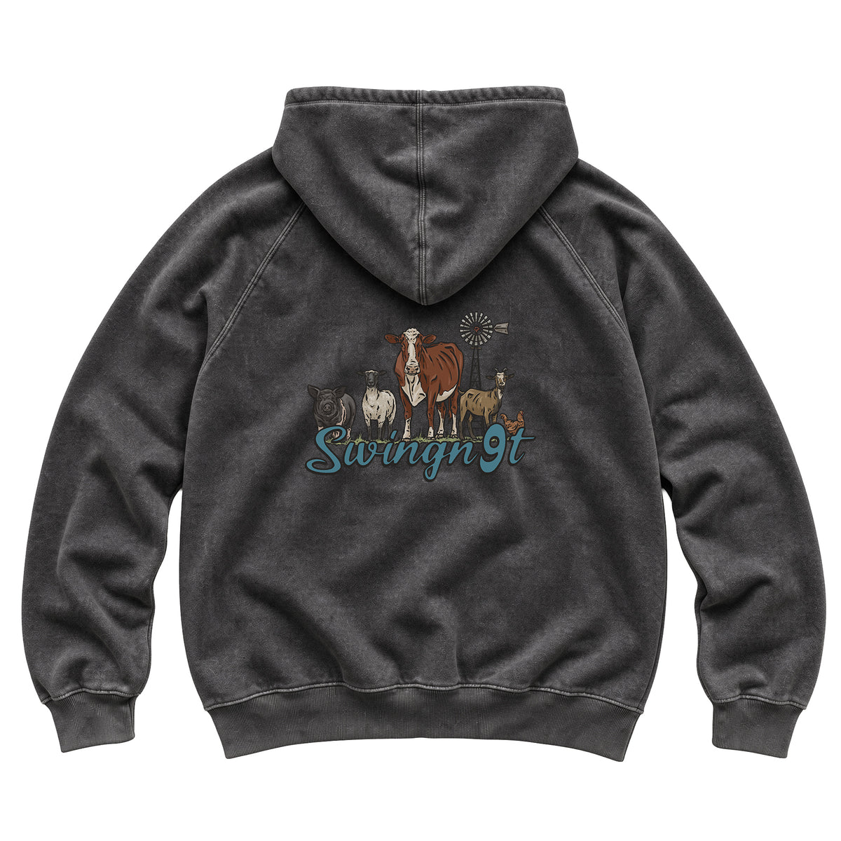 Livestock Hoodie / Vintage Black / back on white