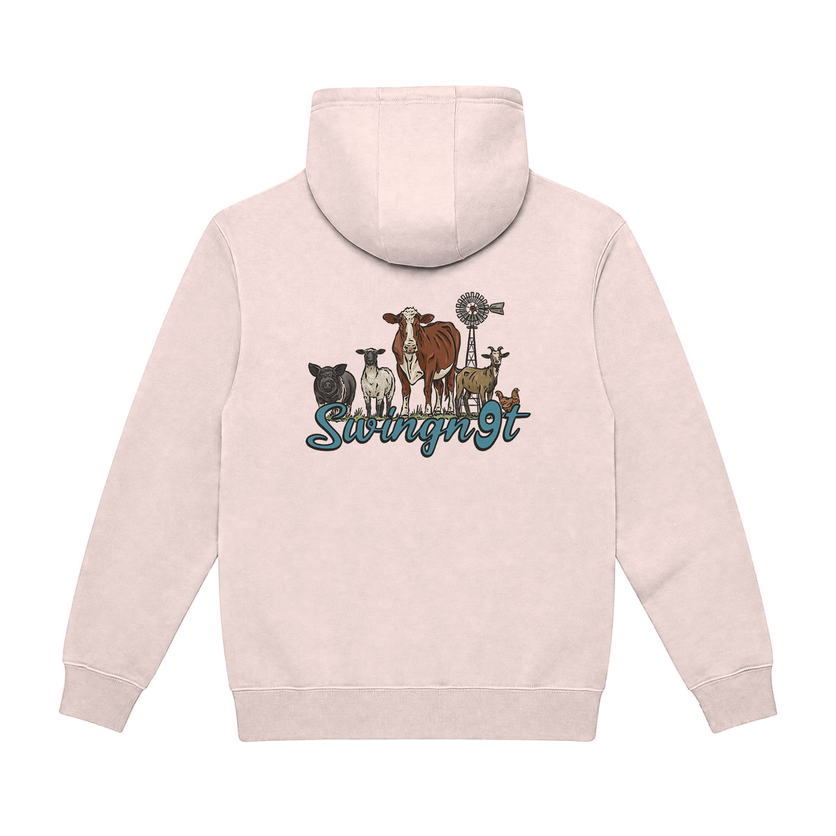 Livestock Hoodie / Pale Pink / back on white