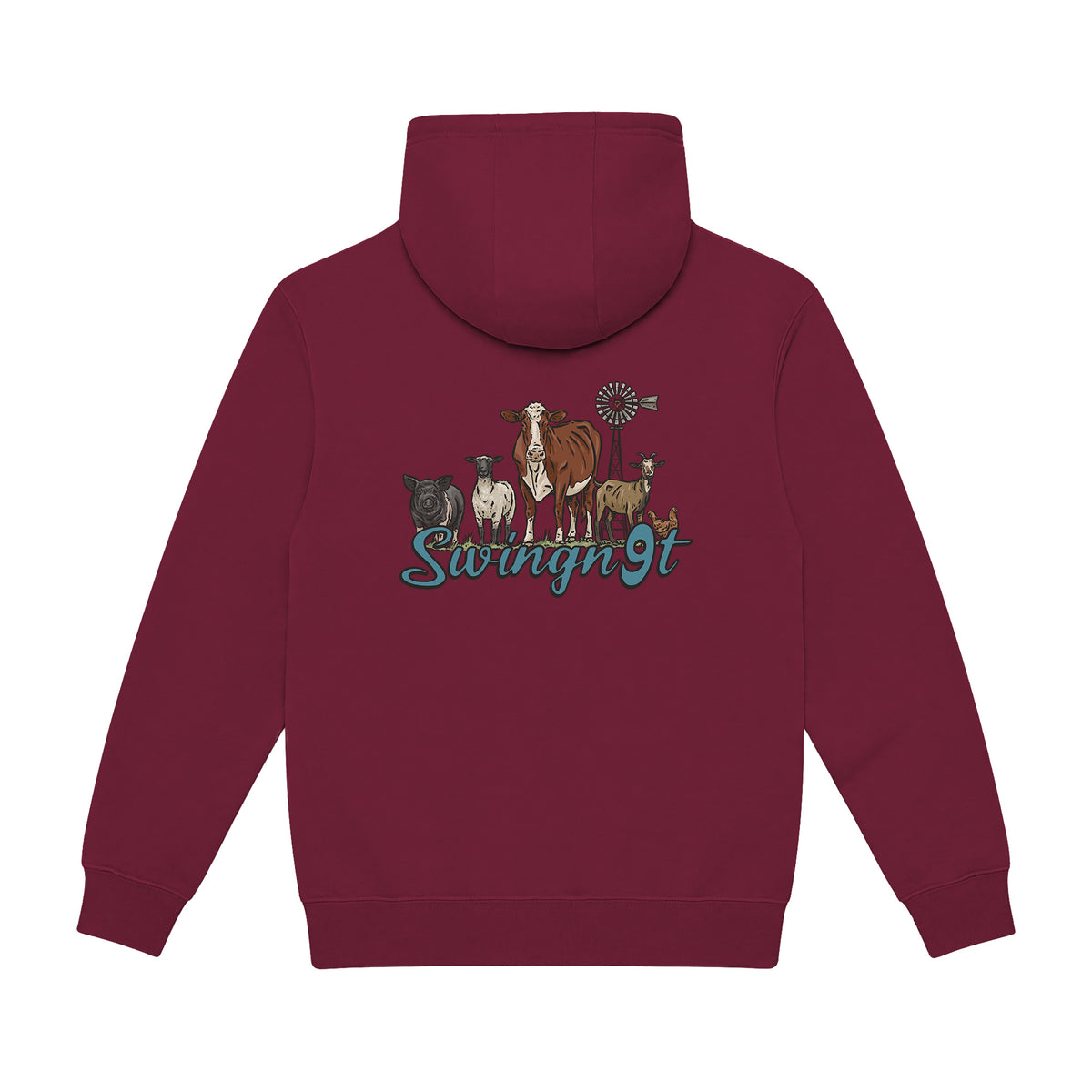 Livestock Hoodie / Burgundy / back on white