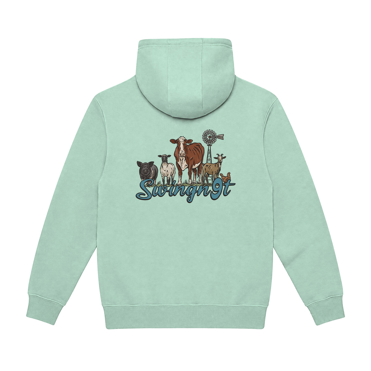 Livestock Hoodie / Seafoam / back on white