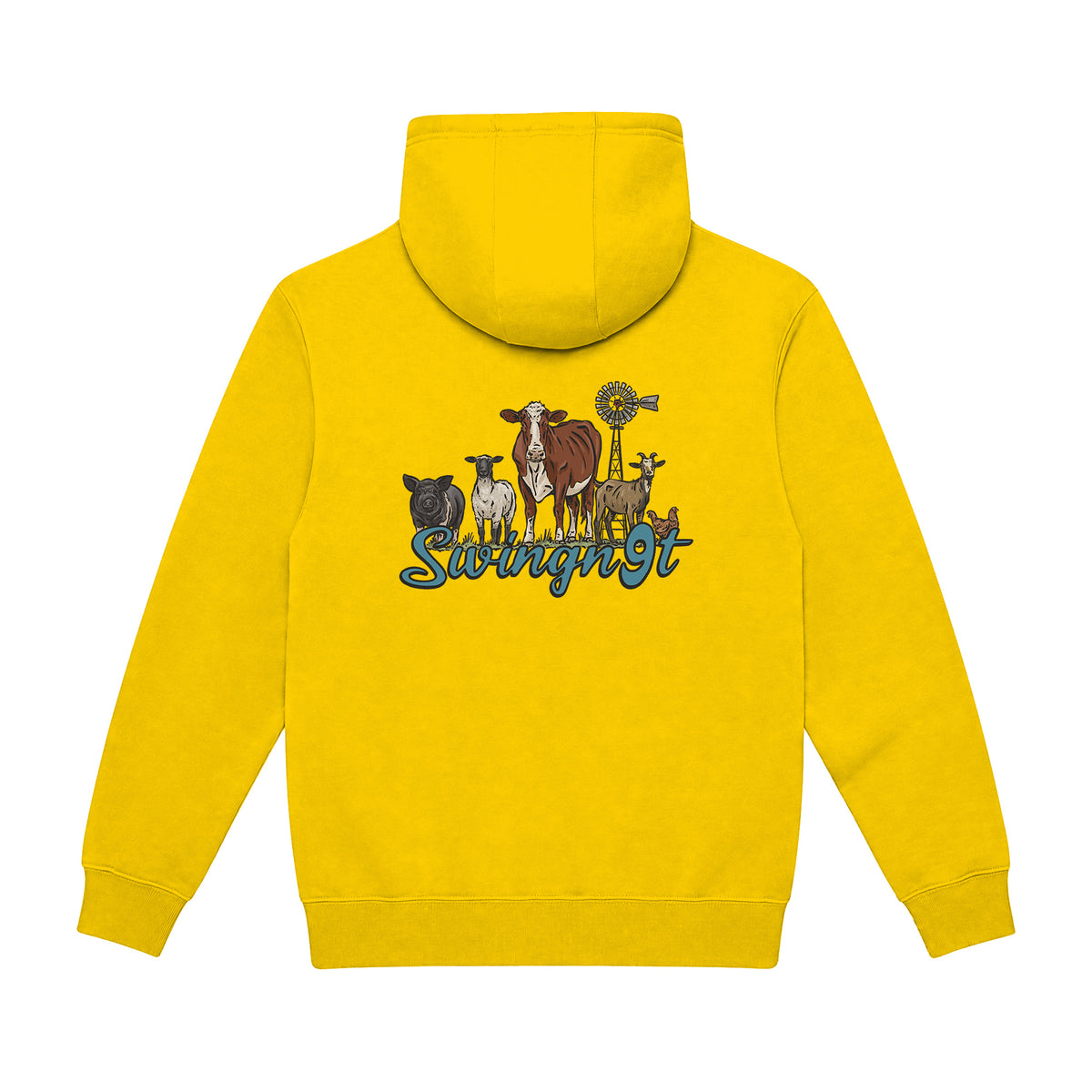 Livestock Hoodie / Lemon / back on white