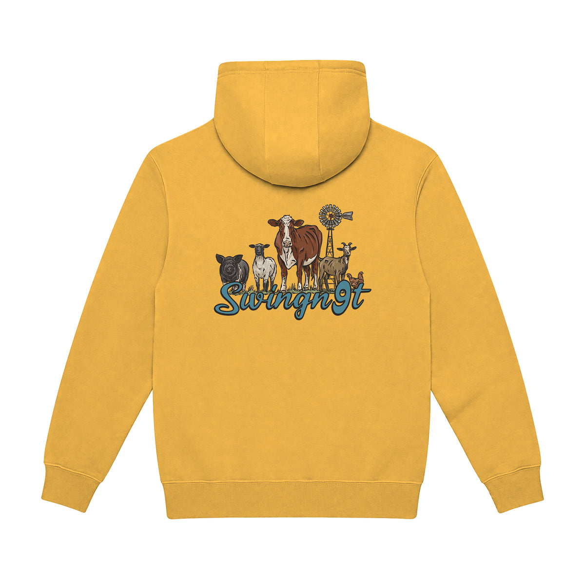 Livestock Hoodie / Mustard / back on white