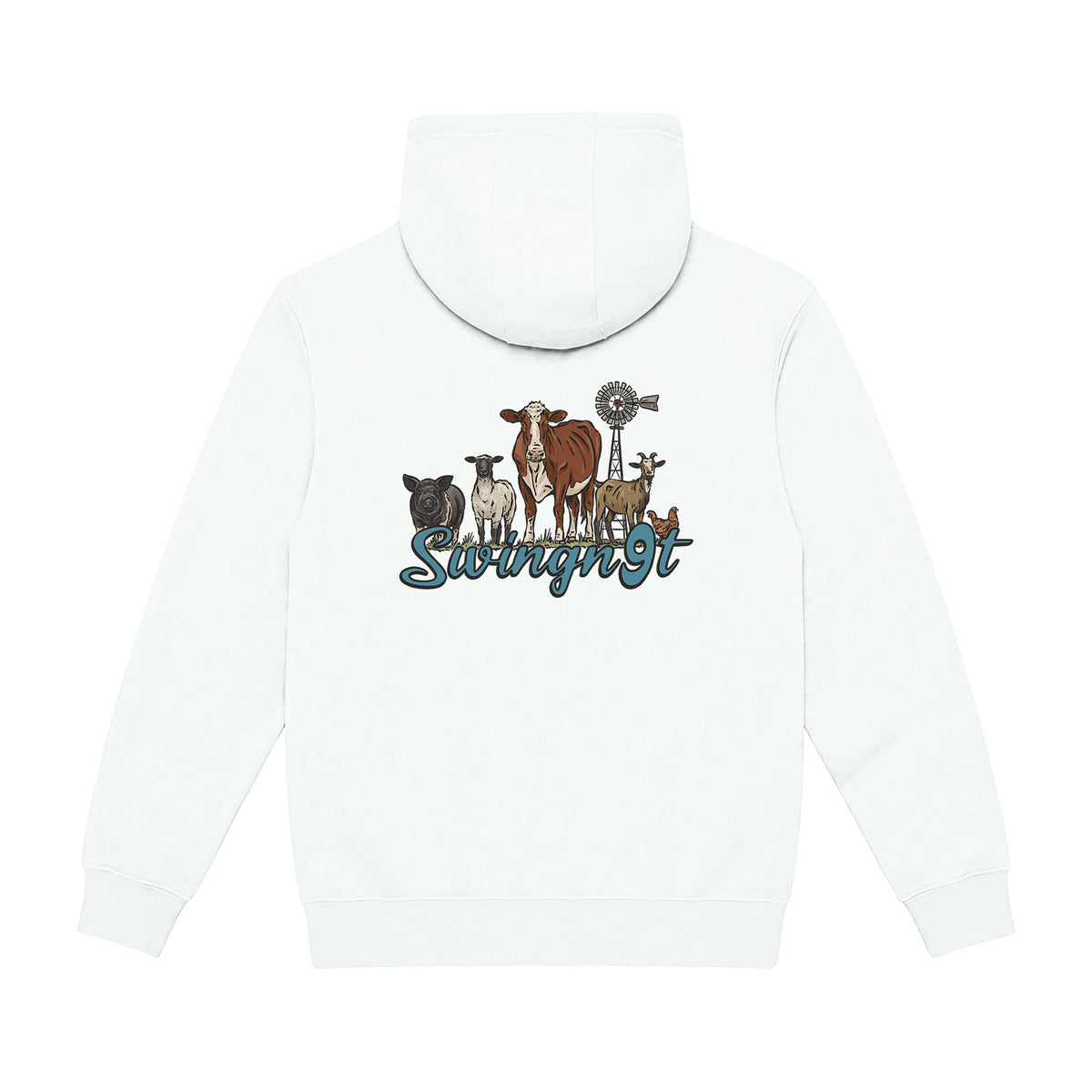Livestock Hoodie / Oatmeal Heather / back on white