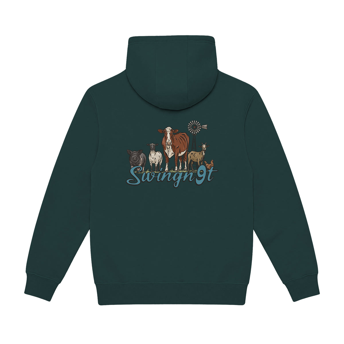 Livestock Hoodie / Sport Green / back on white