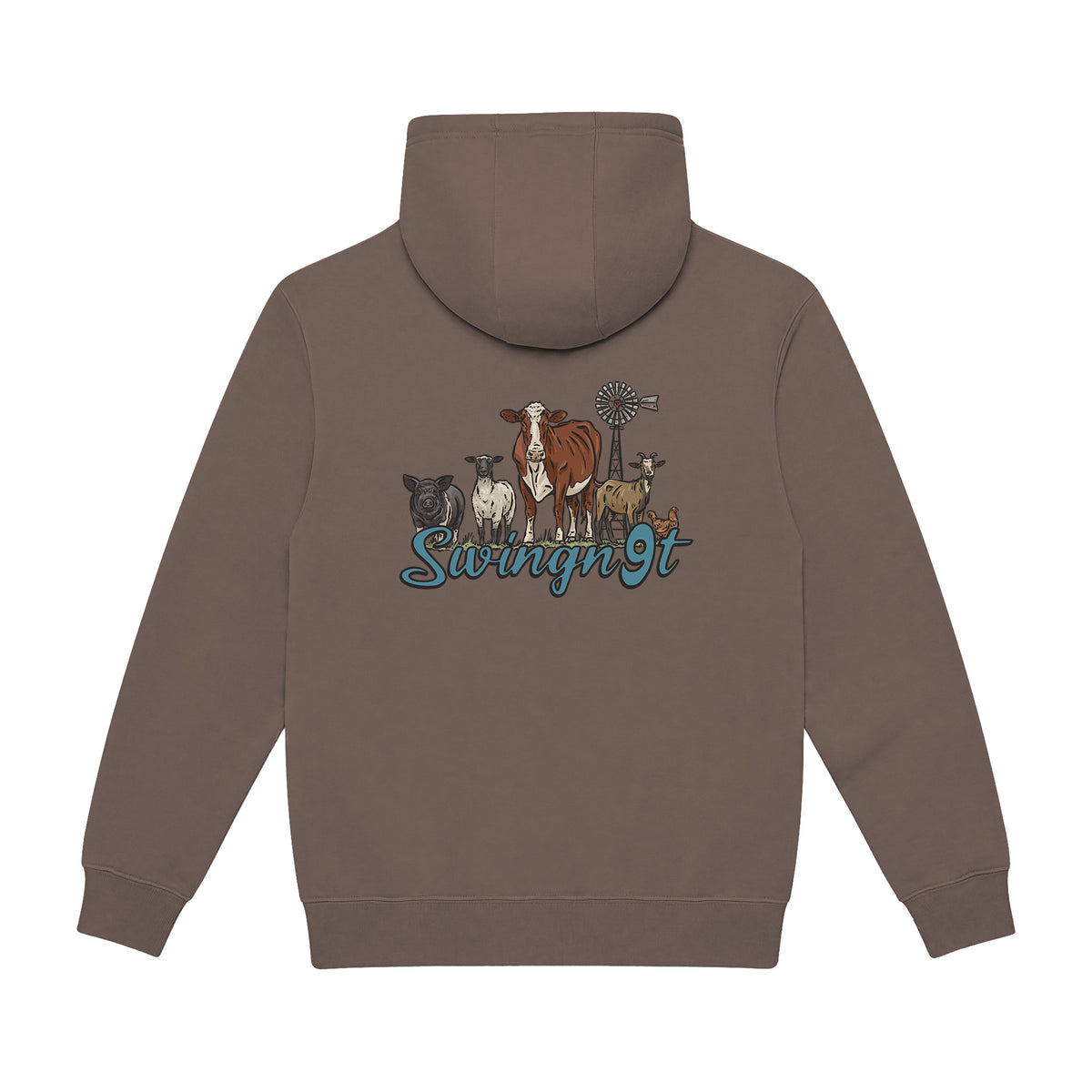 Livestock Hoodie / Coffee / back on white