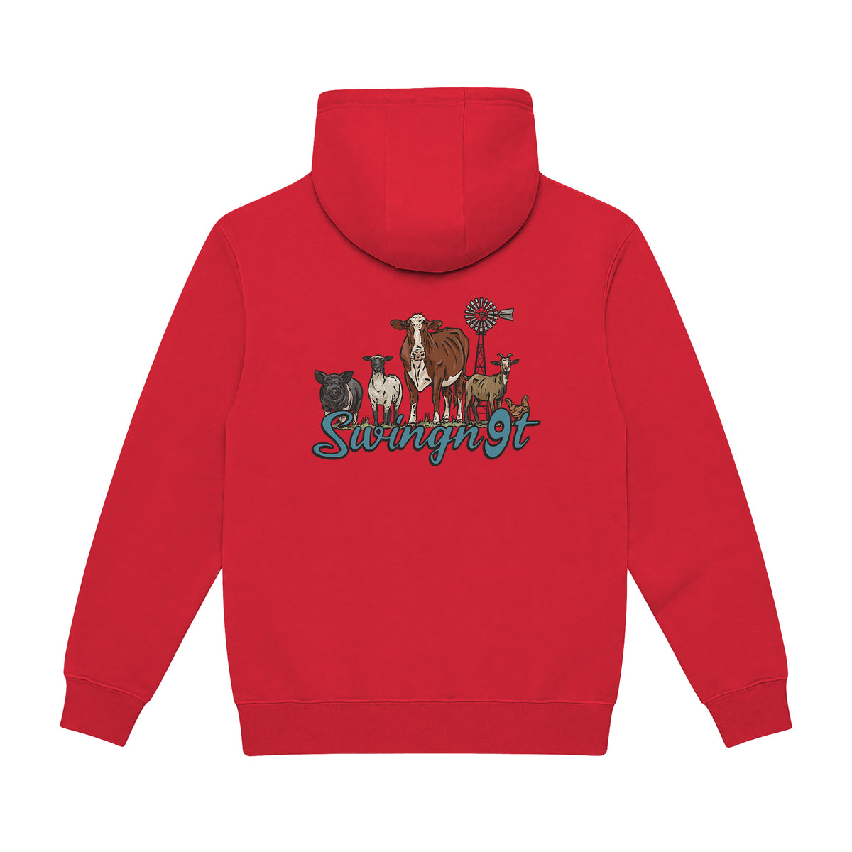 Livestock Hoodie / Red / back on white