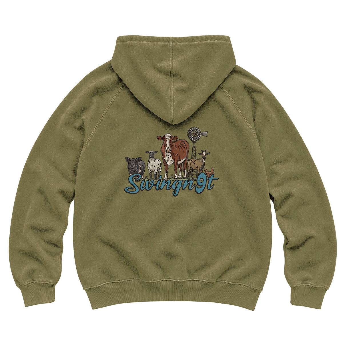 Livestock Hoodie / Vintage Olive / back on white