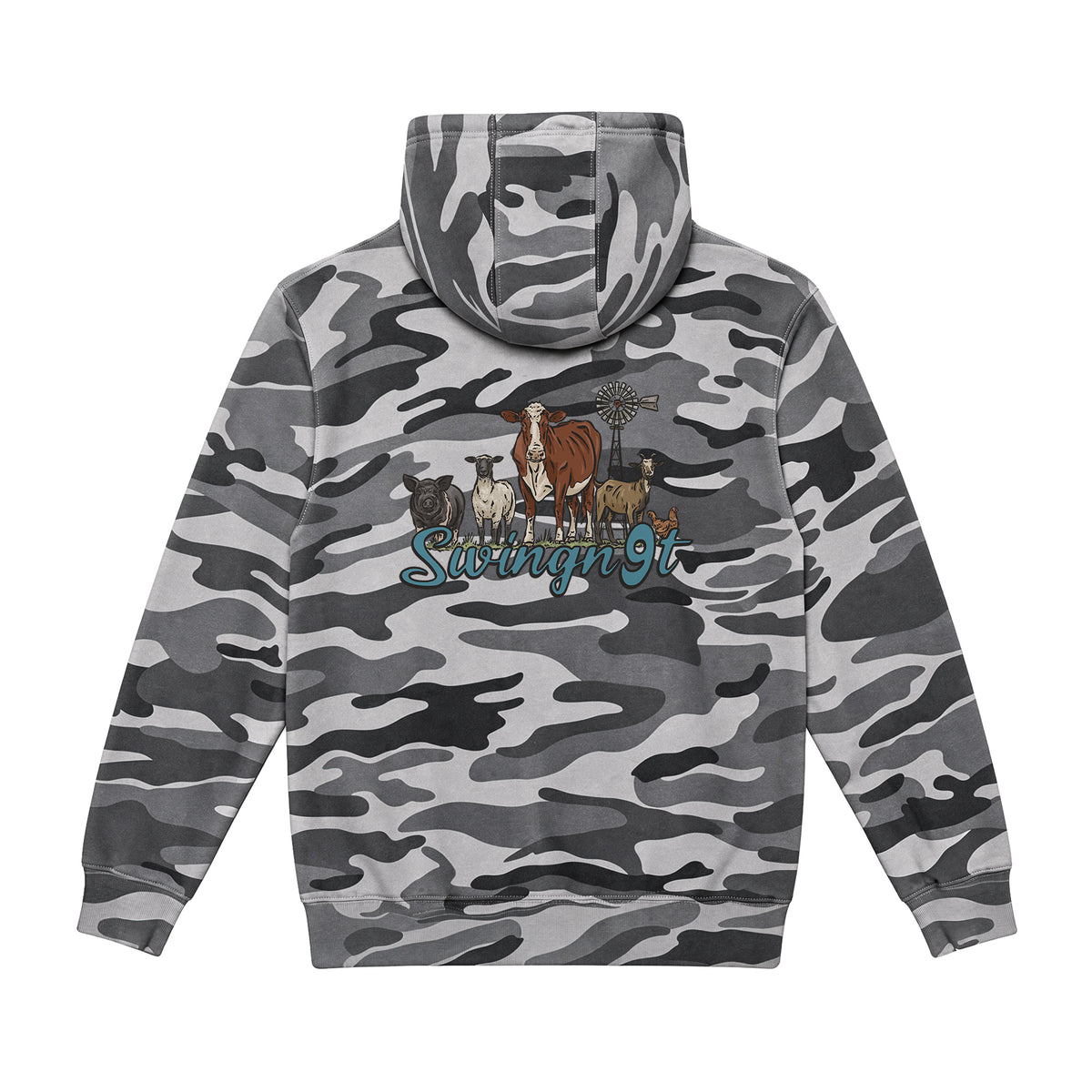 Livestock Hoodie / Slate Camo / back on white