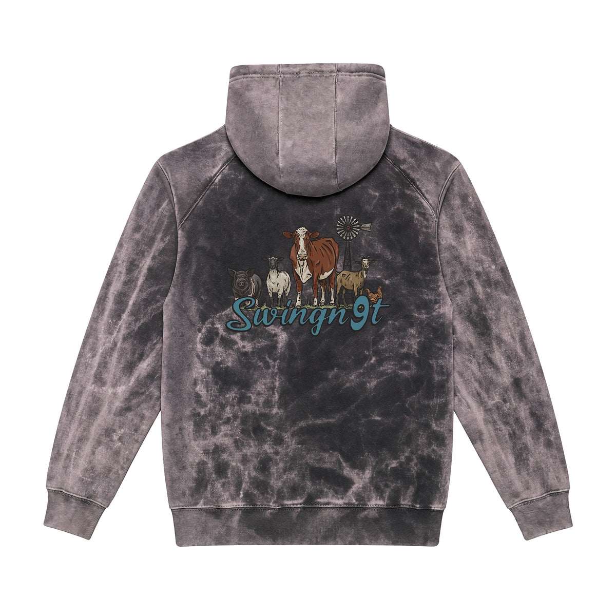 Livestock Hoodie / Cloud Black / back on white