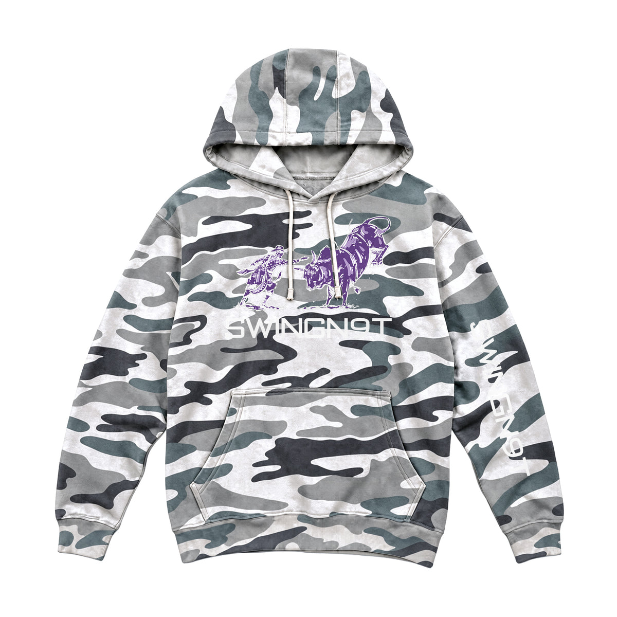 Guardian of the Dirt Hoodie / Sage Camo / front on white