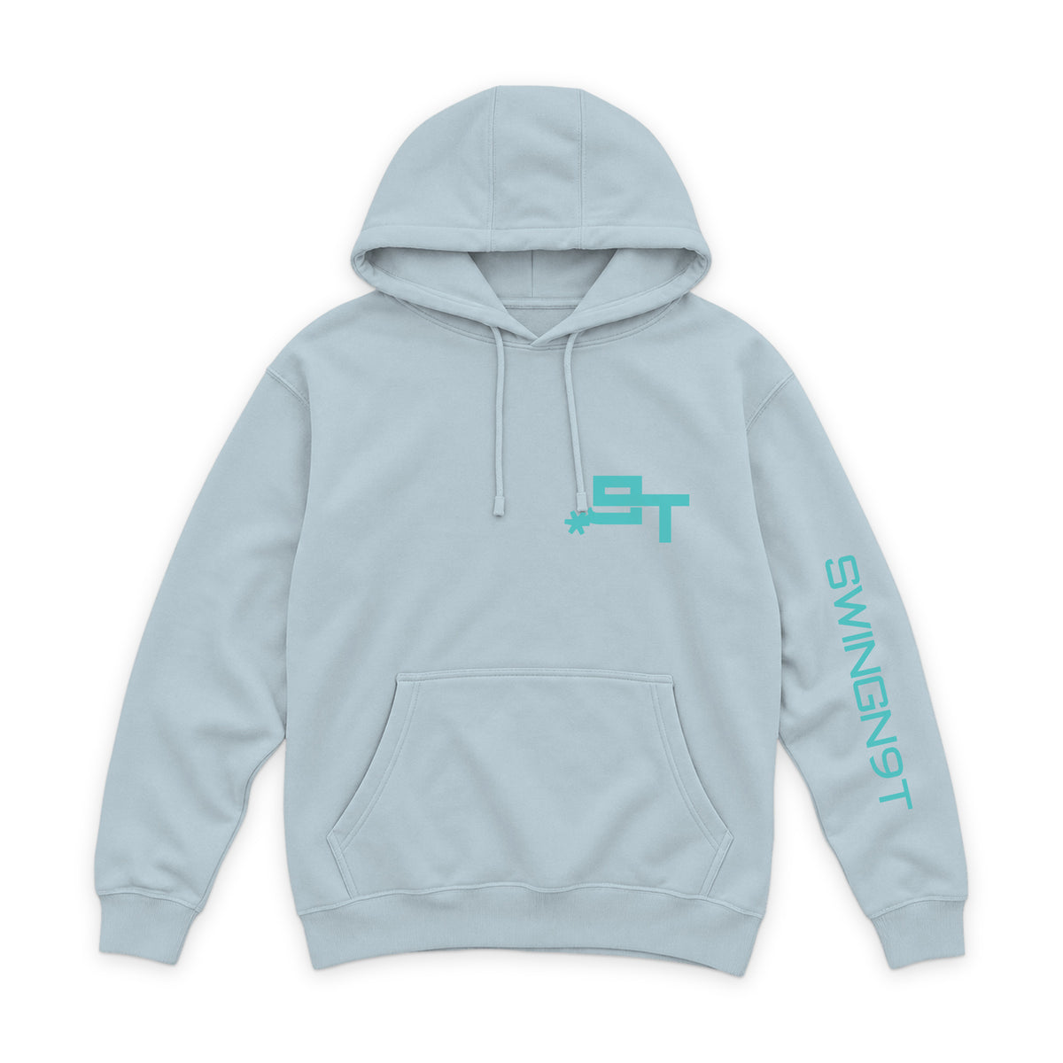 Dally Em Up Hoodie / Blue Mist / front on white