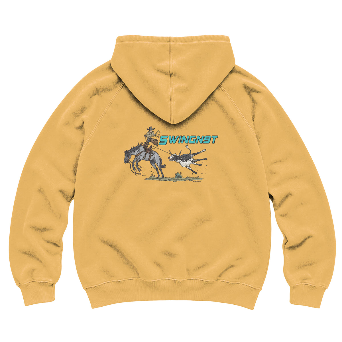 Dally Em Up Hoodie / Vintage Mustard / back on white