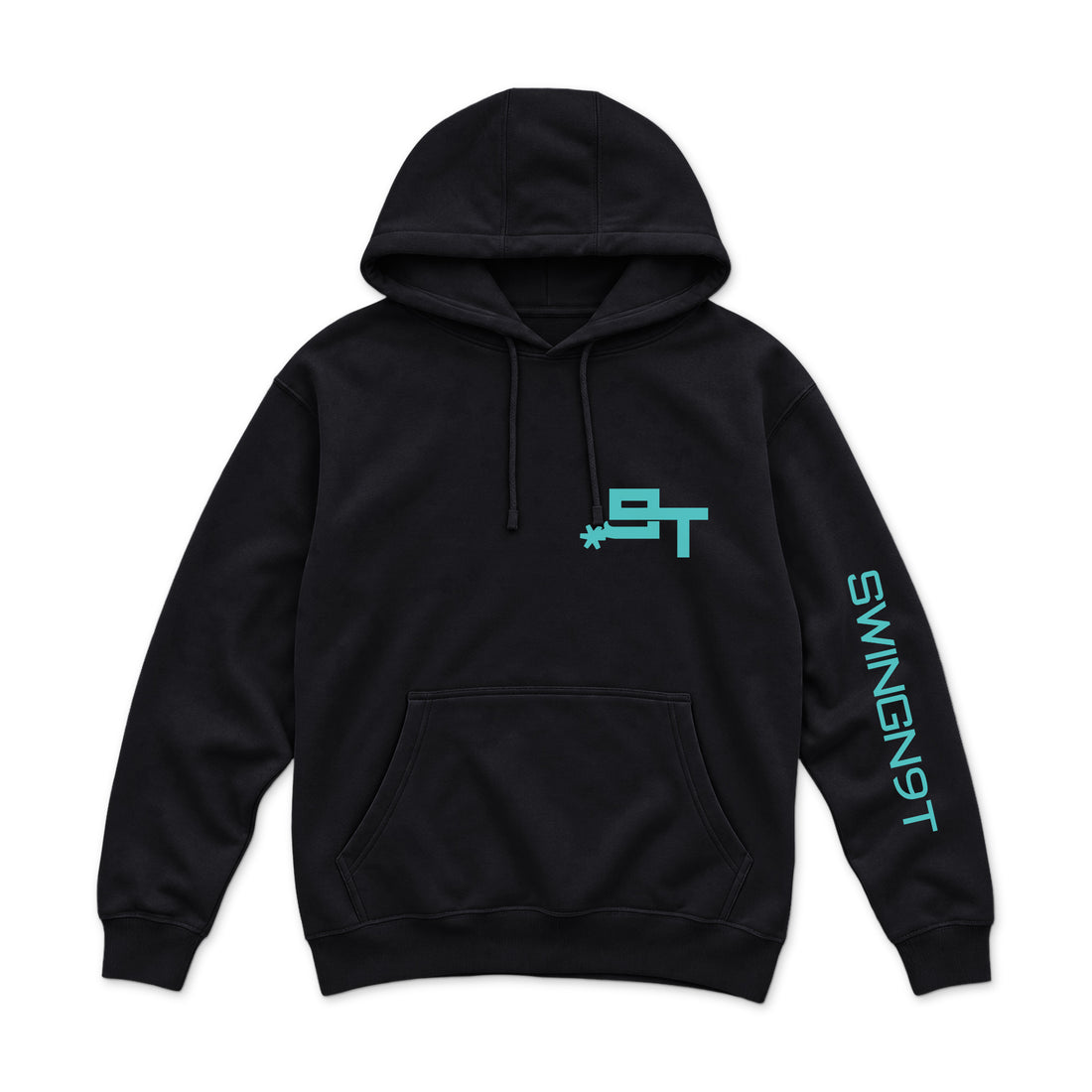 Dally Em Up Hoodie — Black — back view on white
