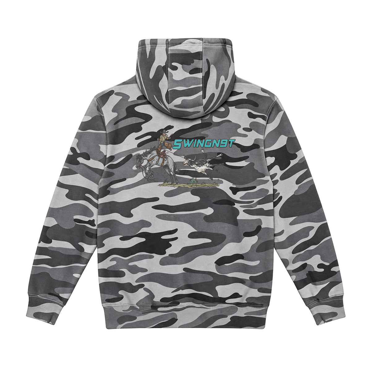 Dally Em Up Hoodie / Slate Camo / back on white