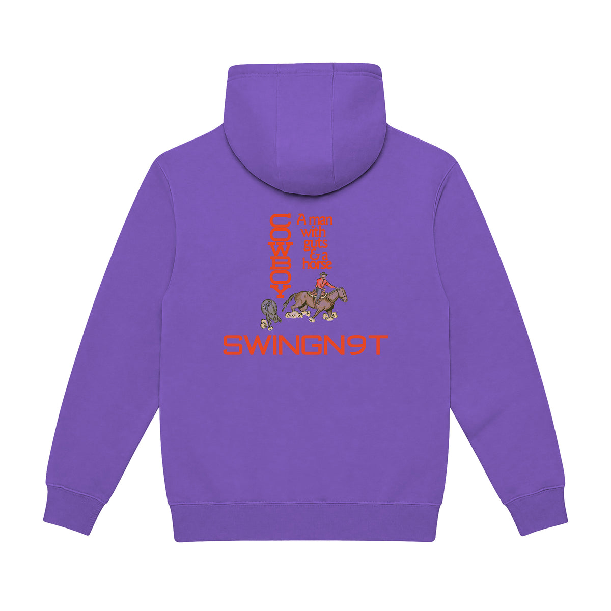 Cowboy Guts Hoodie / Purple / back on white