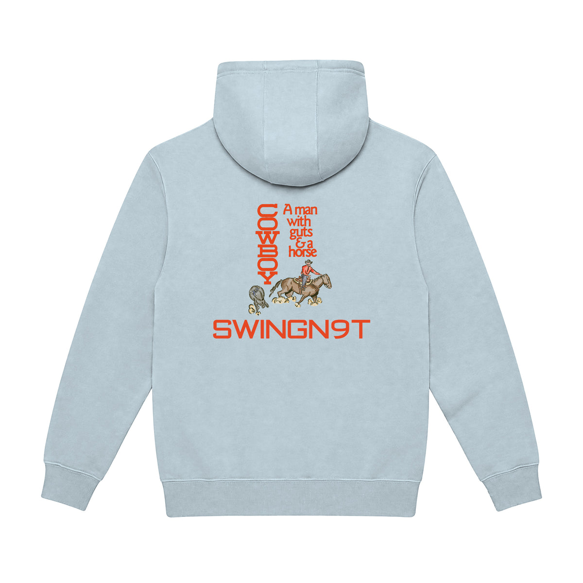 Cowboy Guts Hoodie / Blue Mist / back on white