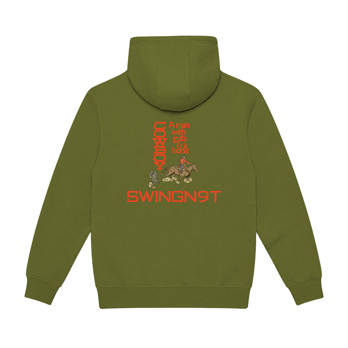 Cowboy Guts Hoodie / Army Green / back on white