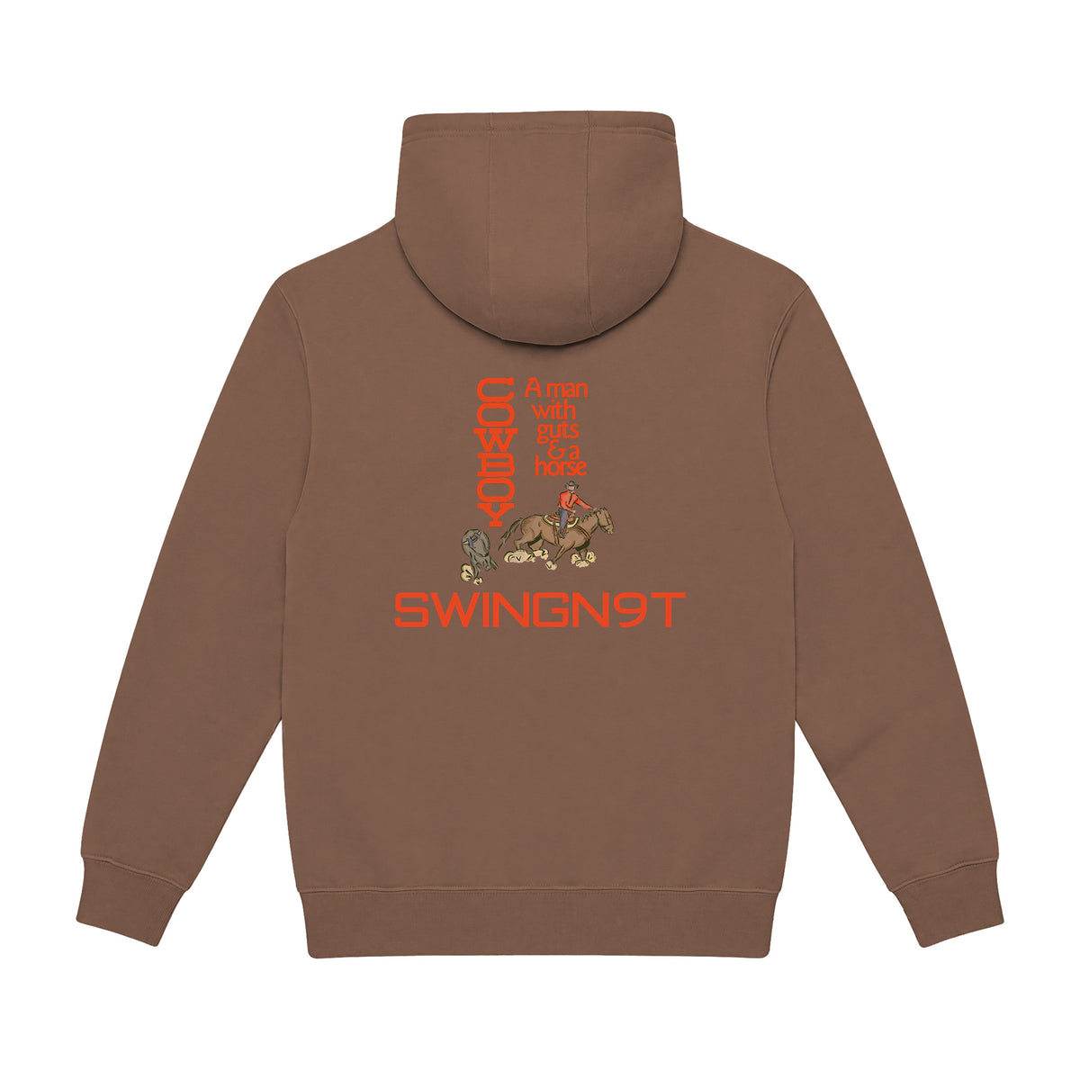 Cowboy Guts Hoodie / Chestnut / back on white
