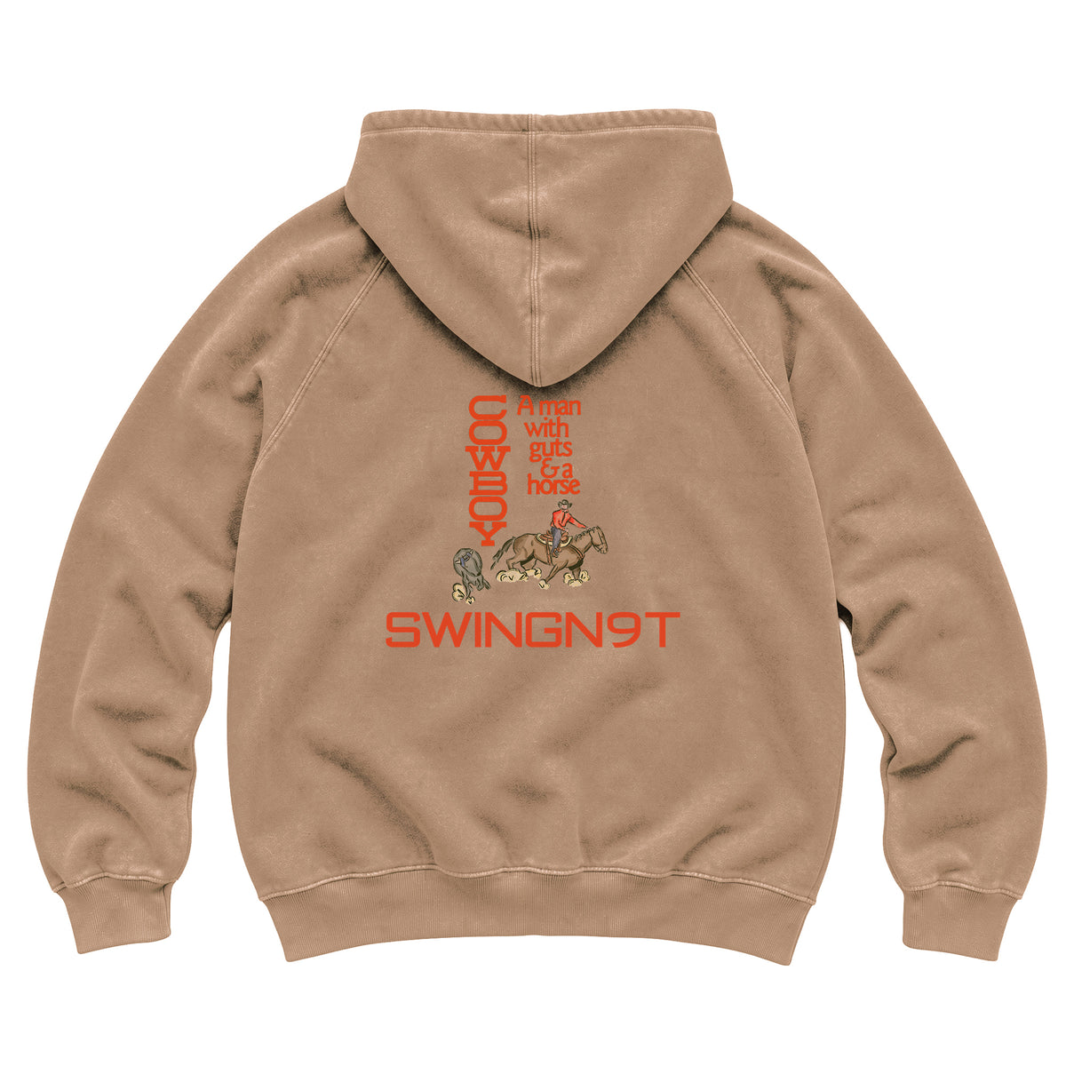 Cowboy Guts Hoodie / Vintage Coffee / back on white