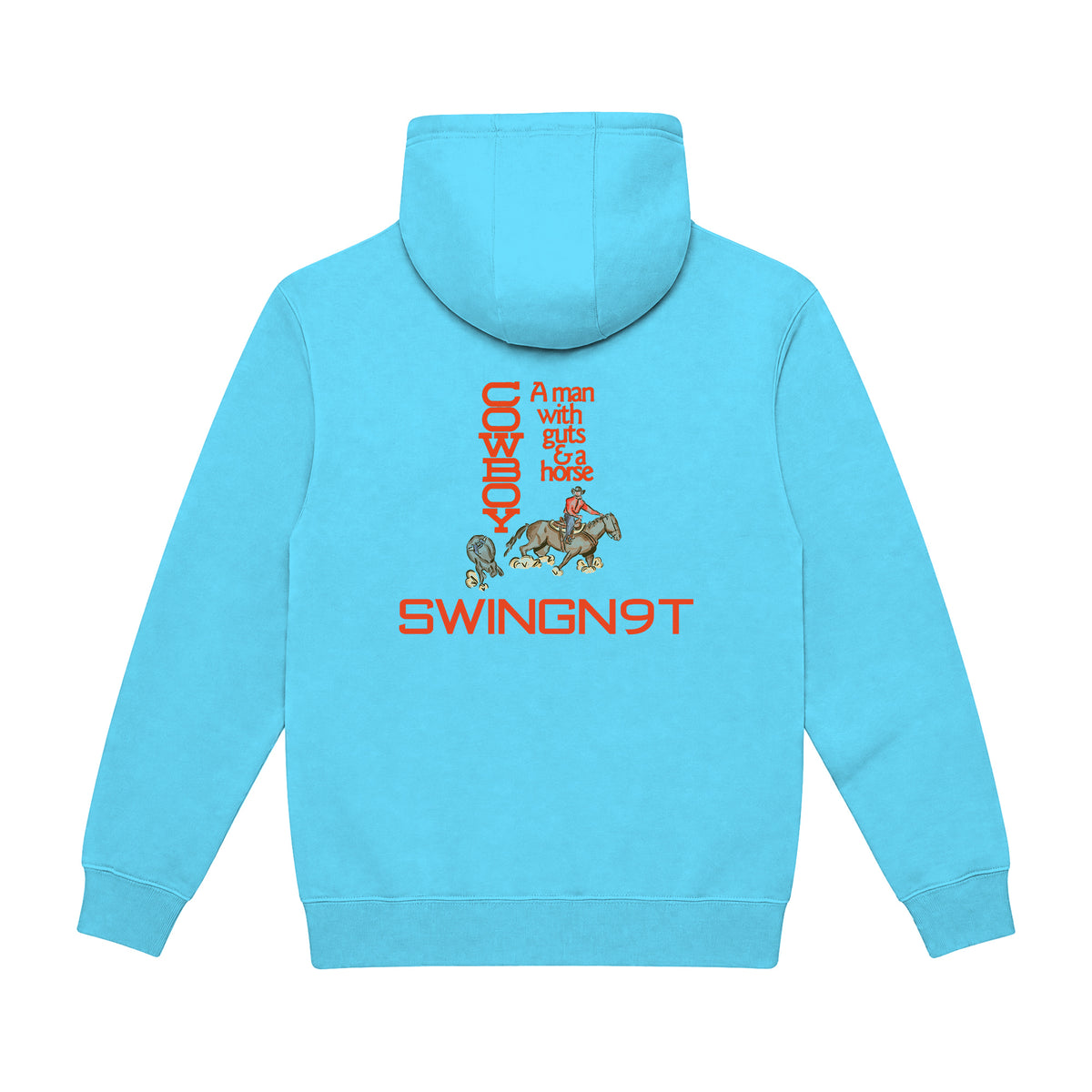 Cowboy Guts Hoodie / Ocean Blue / back on white