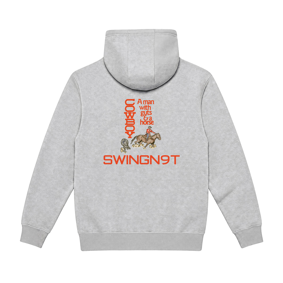Cowboy Guts Hoodie / Heather Grey / back on white