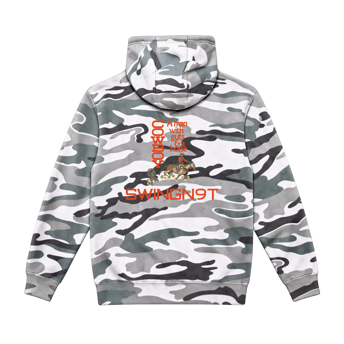 Cowboy Guts Hoodie / Sage Camo / back on white