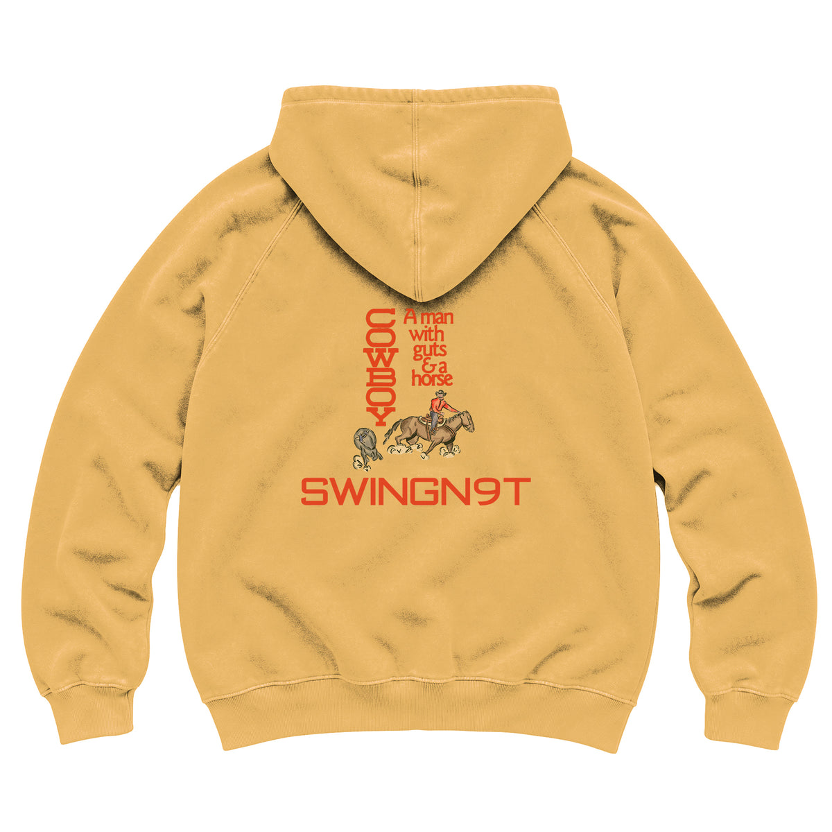 Cowboy Guts Hoodie / Vintage Mustard / back on white