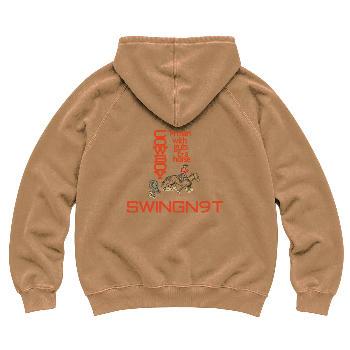 Cowboy Guts Hoodie / Vintage Camel / back on white