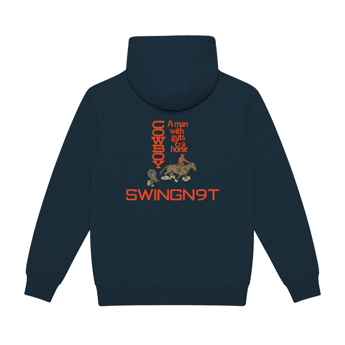 Cowboy Guts Hoodie / Navy / back on white
