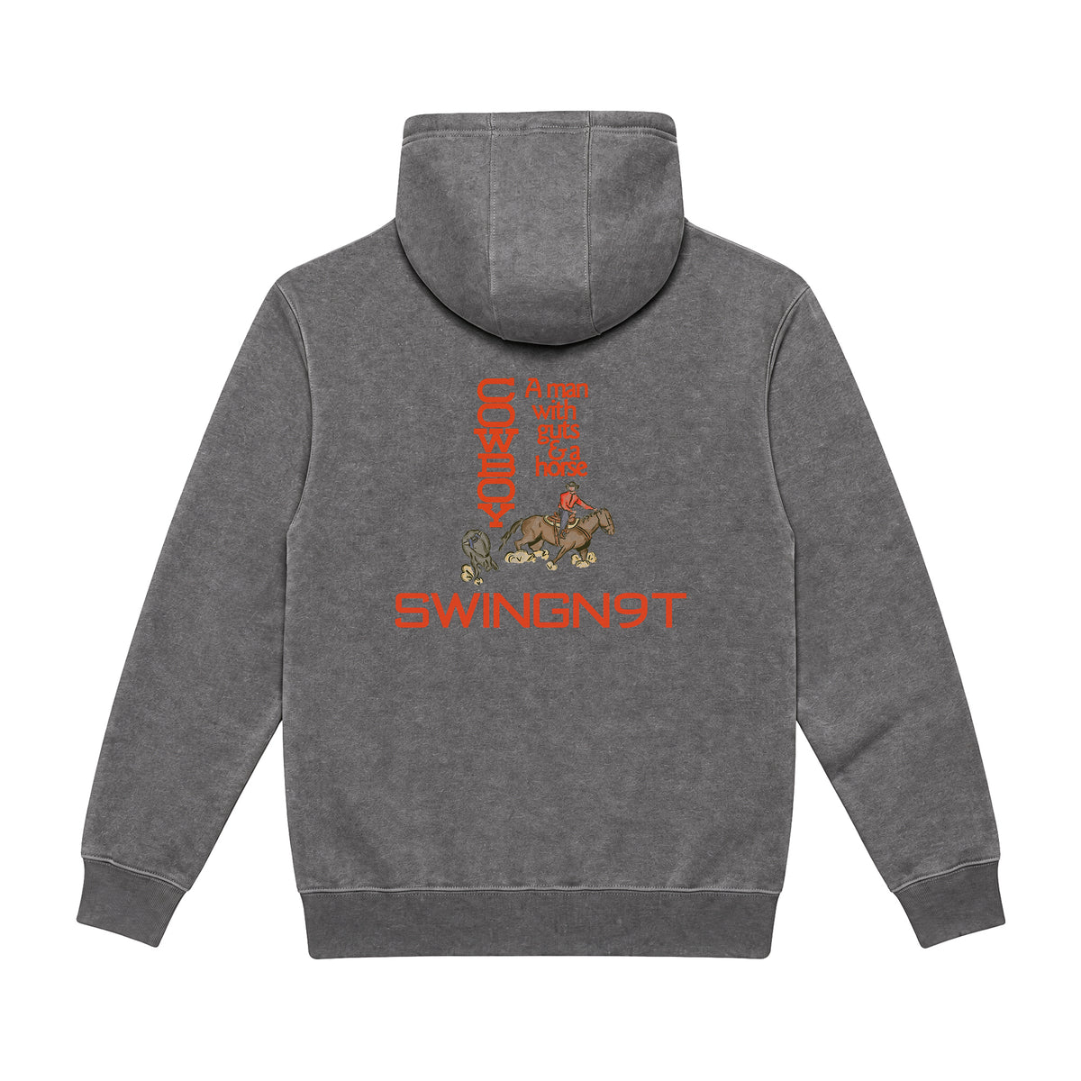 Cowboy Guts Hoodie / Charcoal Heather / back on white