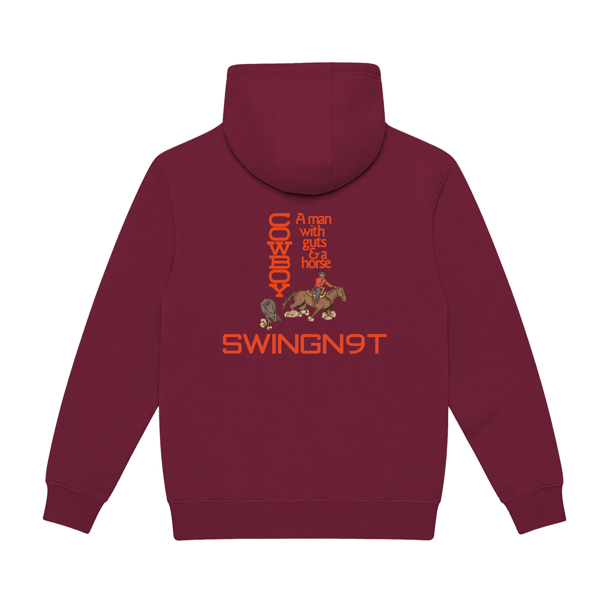 Cowboy Guts Hoodie / Burgundy / back on white