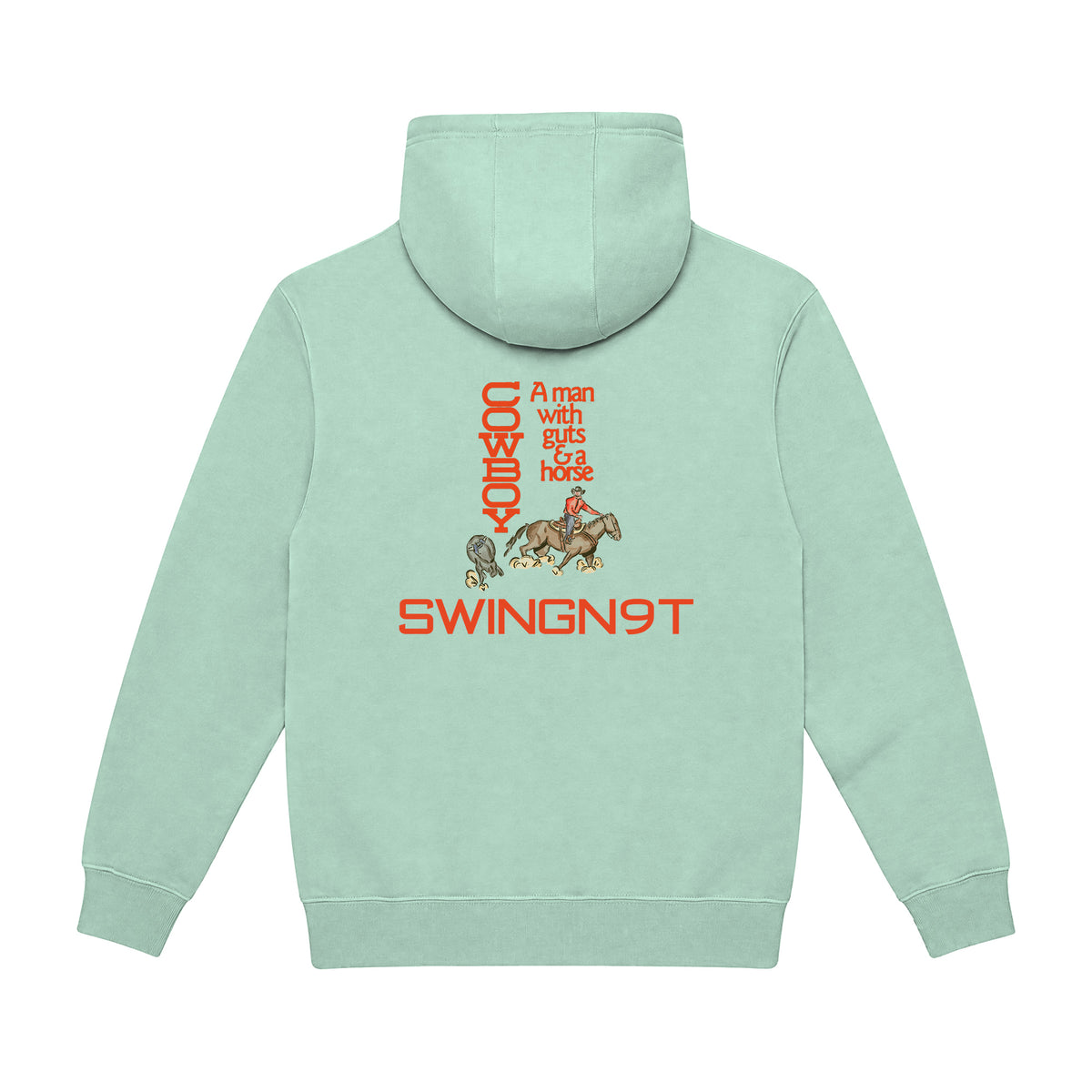 Cowboy Guts Hoodie / Seafoam / back on white