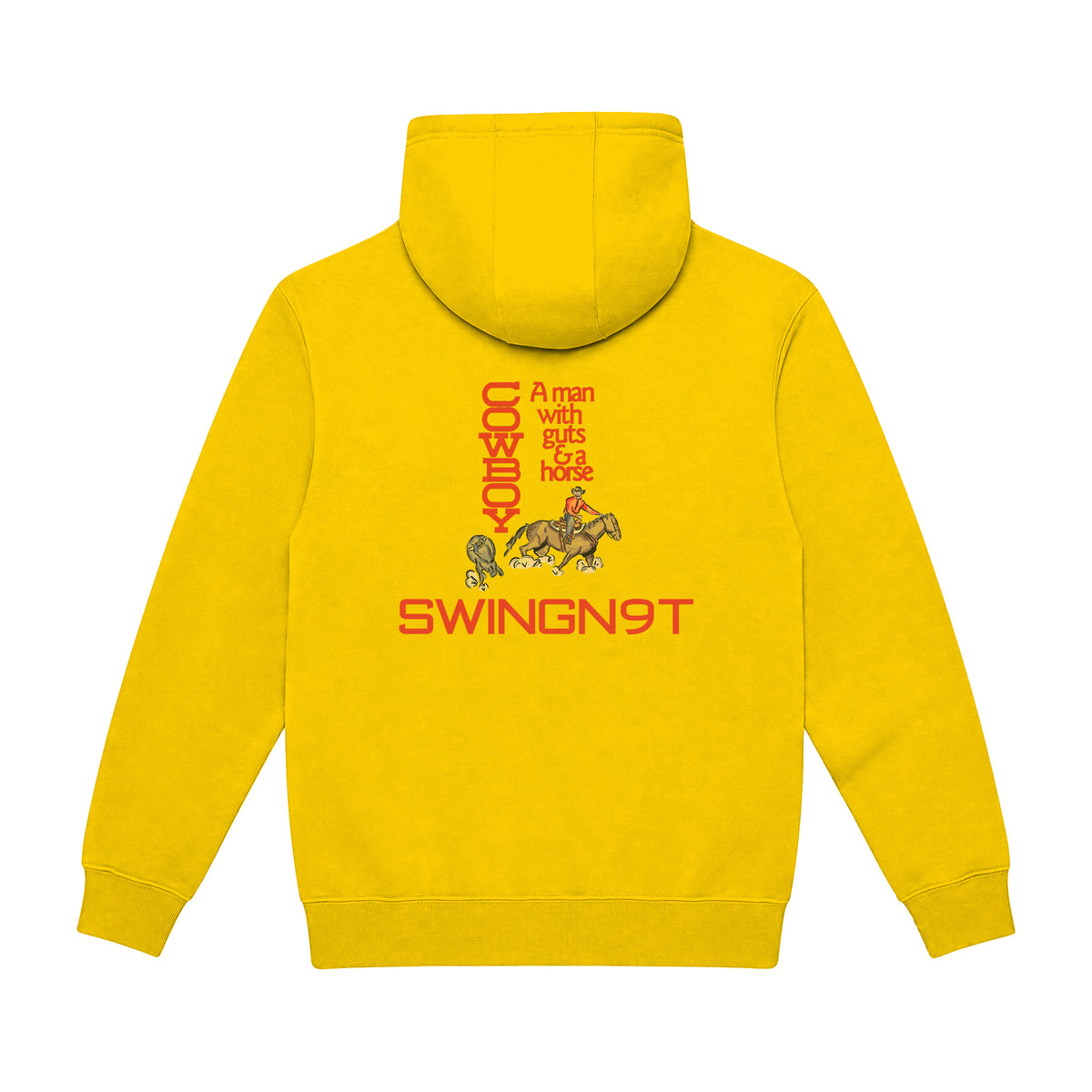 Cowboy Guts Hoodie / Lemon / back on white