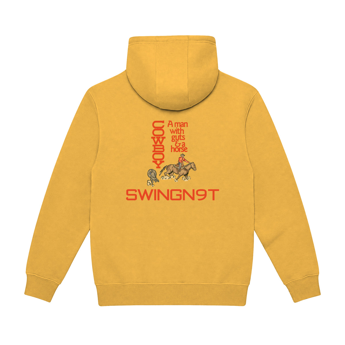 Cowboy Guts Hoodie / Mustard / back on white