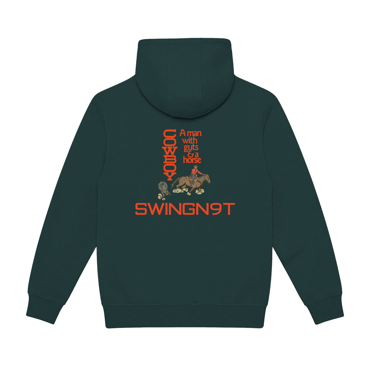 Cowboy Guts Hoodie / Sport Green / back on white