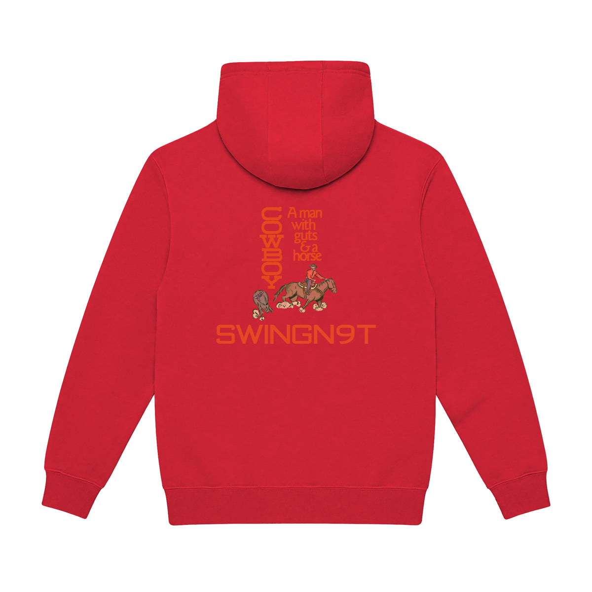 Cowboy Guts Hoodie / Red / back on white