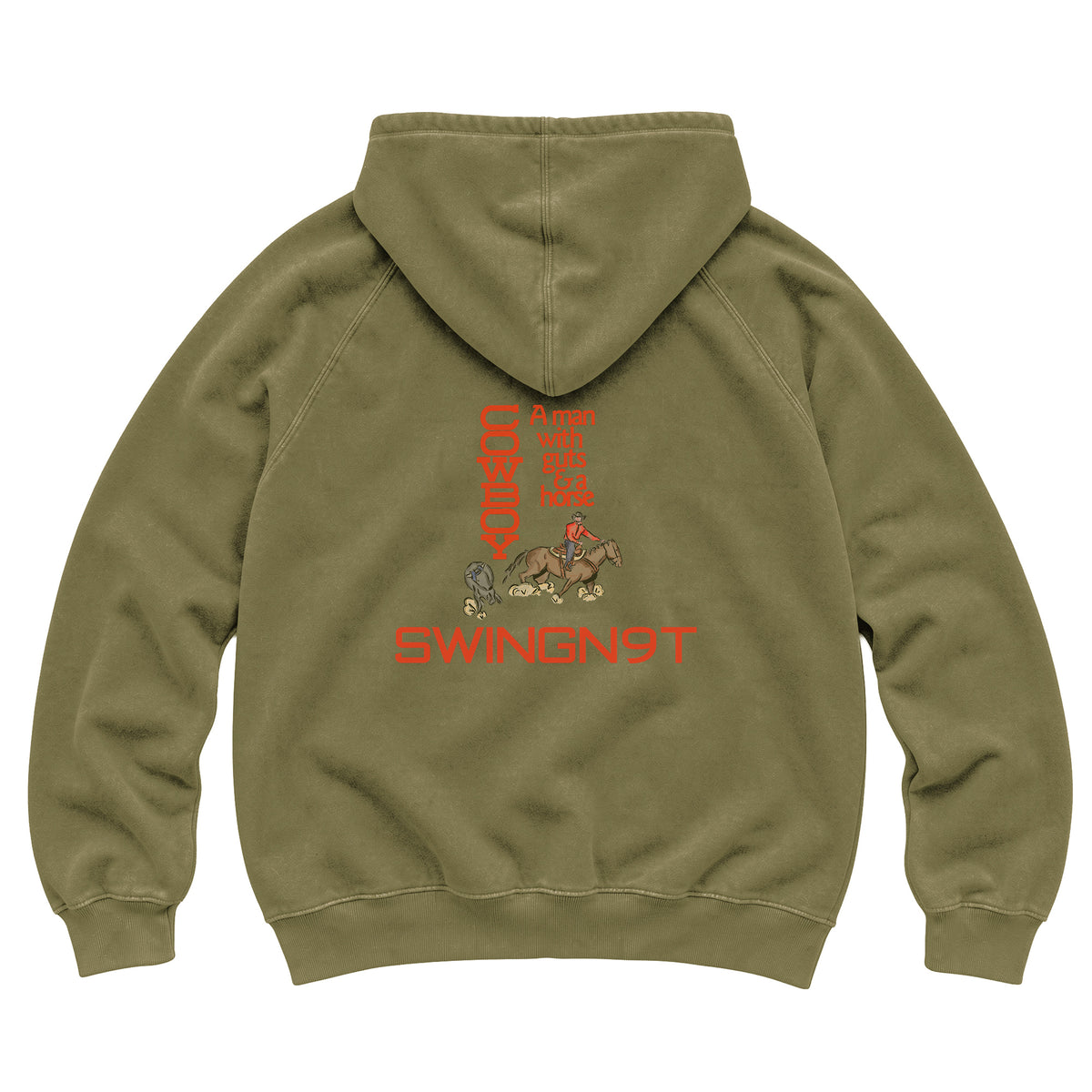 Cowboy Guts Hoodie / Vintage Olive / back on white
