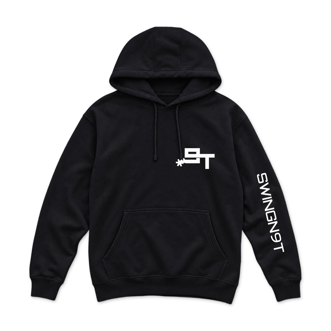 Cowboy Branded Hoodie — Black — back view on white
