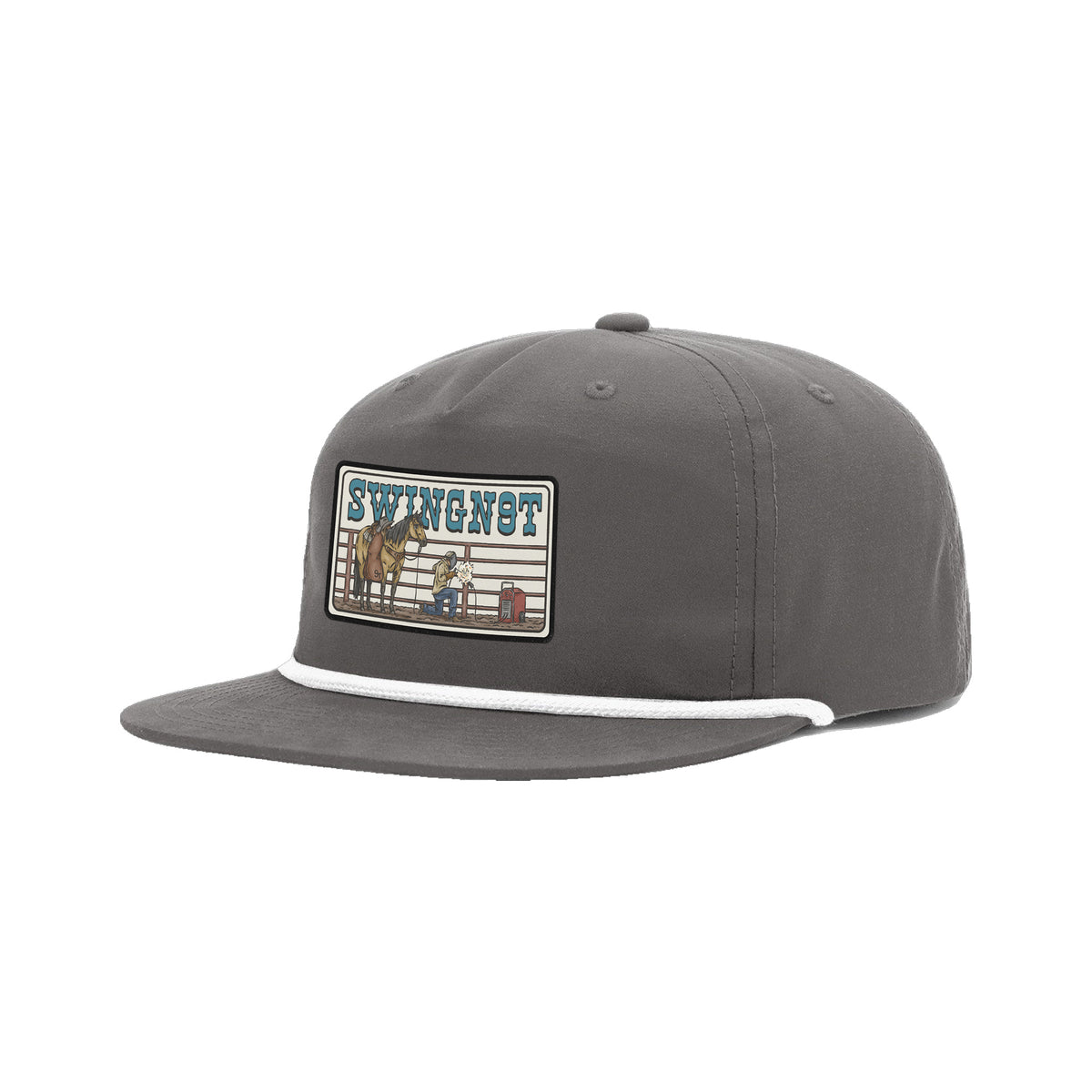 Welder Patch Richardson 256 Hat / Charcoal/White / angle on white