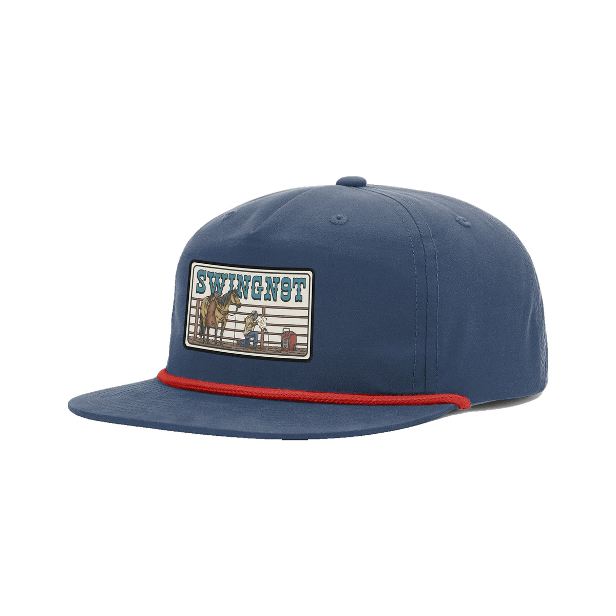 Welder Patch Richardson 256 Hat / Navy/Red / angle on white