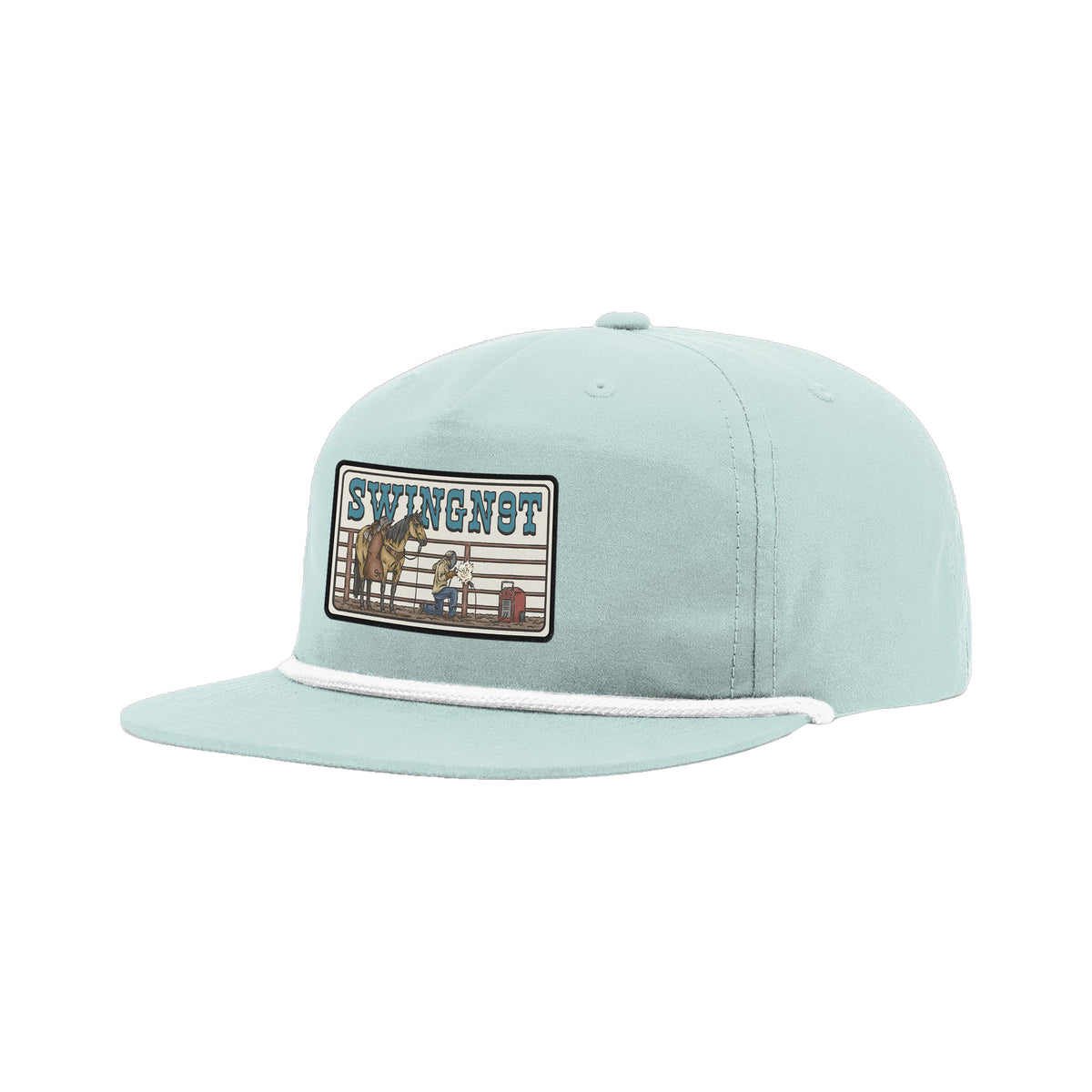 Welder Patch Richardson 256 Hat / Dusty Blue/White / angle on white