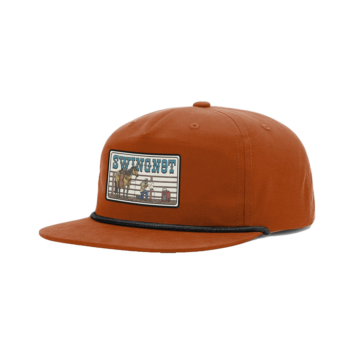 Welder Patch Richardson 256 Hat / Dark Orange/Black / angle on white