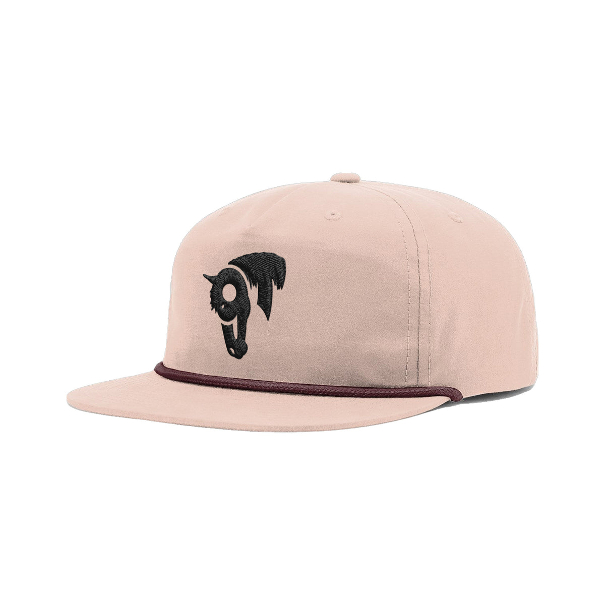 9T Horse Richardson 256 Hat / Pale Peach/Maroon / angle on white