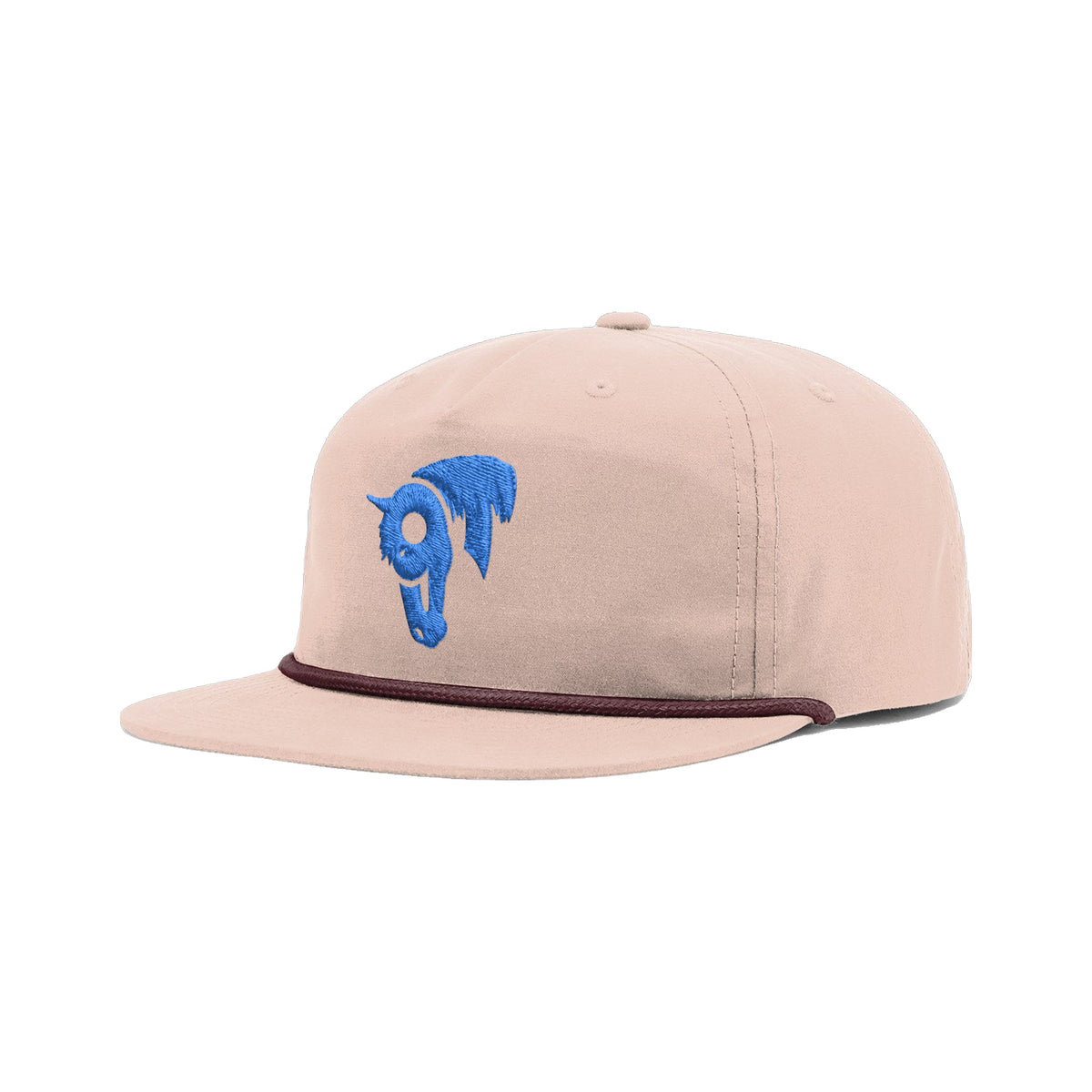 9T Horse Richardson 256 Hat / Pale Peach/Maroon / angle on white